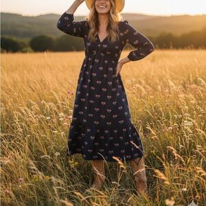 Joules “Sienna” Navy Floral Midi Dress